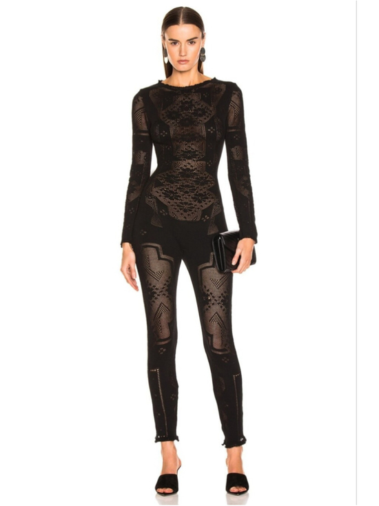 Alberta Ferretti Pants - NWT $1250 ALBERTA FERRETTI Long Sleeve Jumpsuit Black IT 40 US 4 see description